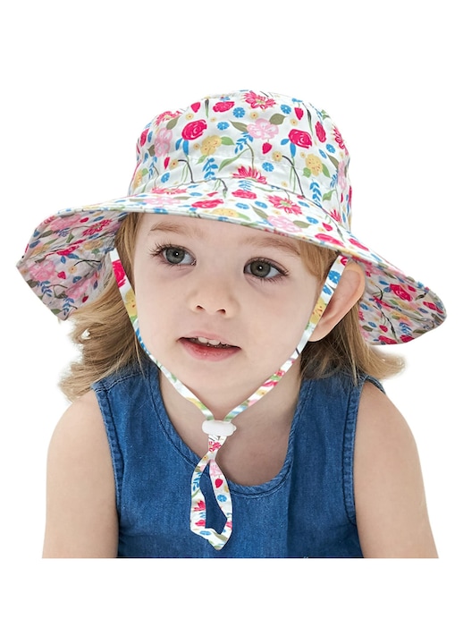 Palarie cu Protectie UV pentru Copii - Palarie de Vara pentru Plaja, Inot si Activitati in Aer Liber, Reglabila, Circumferinta 52-54 cm, Culoare rosie, pentru Copii de 2-6 Ani