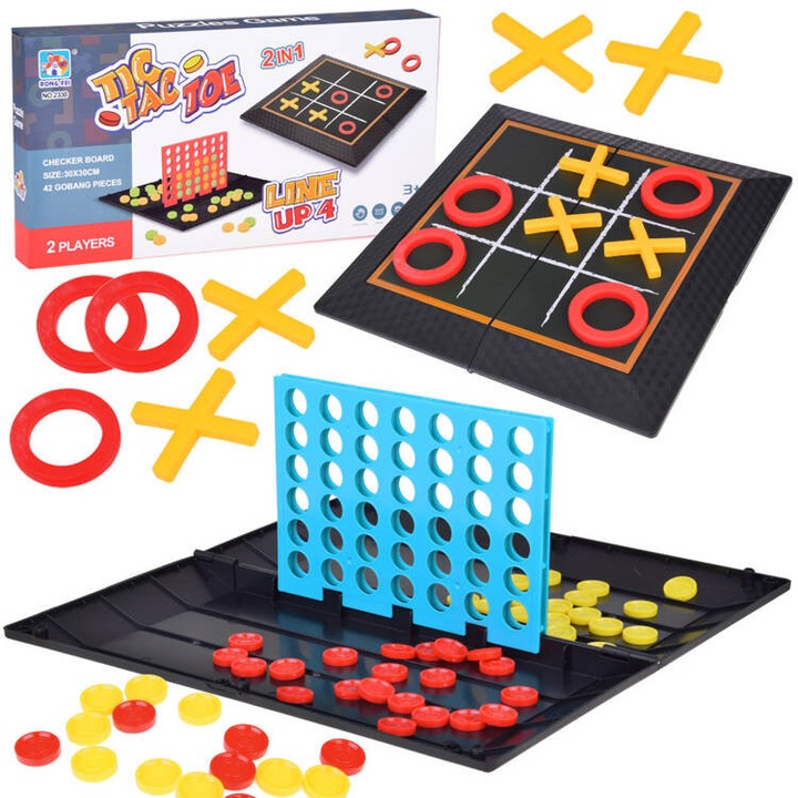 2 az 1-ben társasjáték: Tic-Tac-Toe ás Connect 4