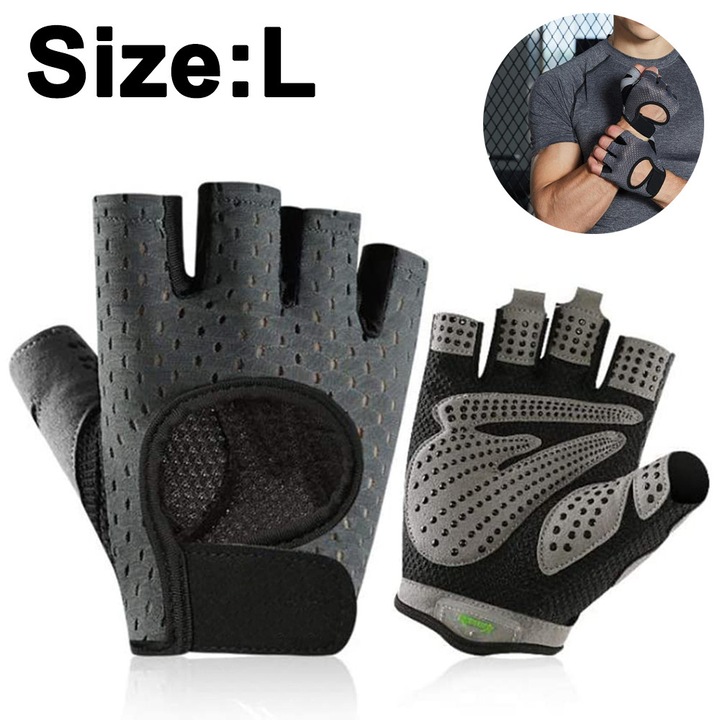 Herusi sportkesztyű, párnázott, szürke, L
