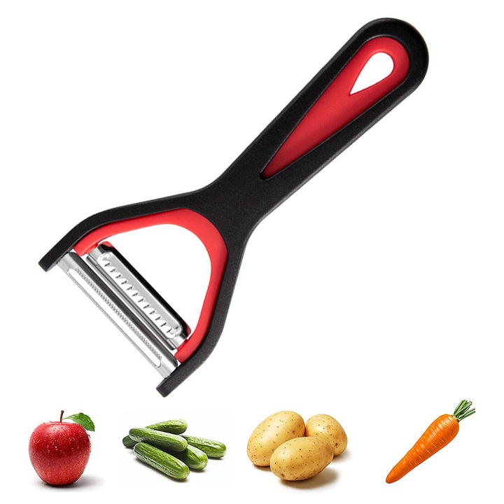 Perie multifunctionala 2 in 1 pentru curatat dovleac, cutit din otel inoxidabil, perie de dovleac, perie de sarma