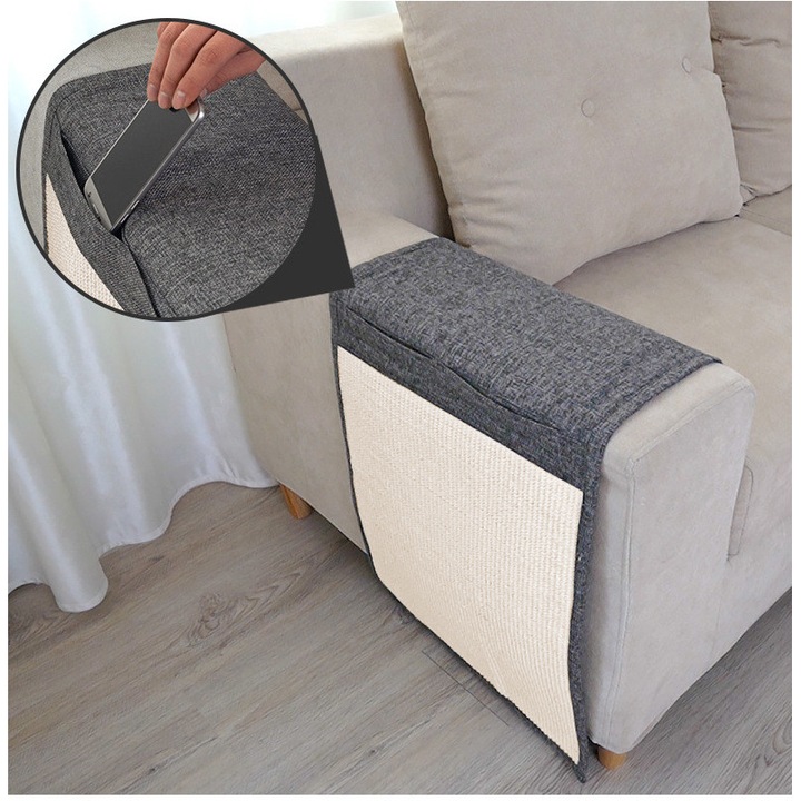 Protectie canapea, Enforose, zgarietura colt, sisal natural, instalare usoara