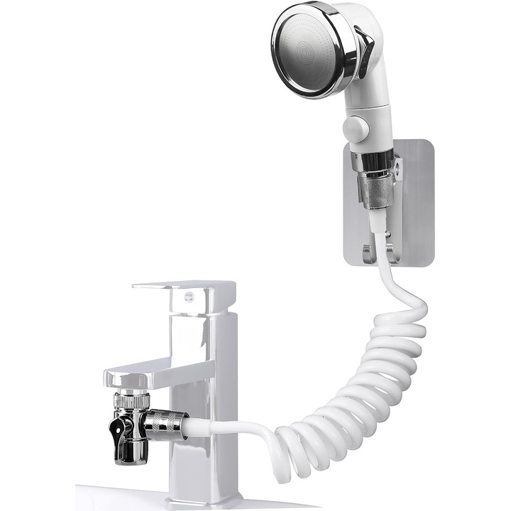 Set dus cu furtun, multifunctional, alb, 13x6.3x7cm