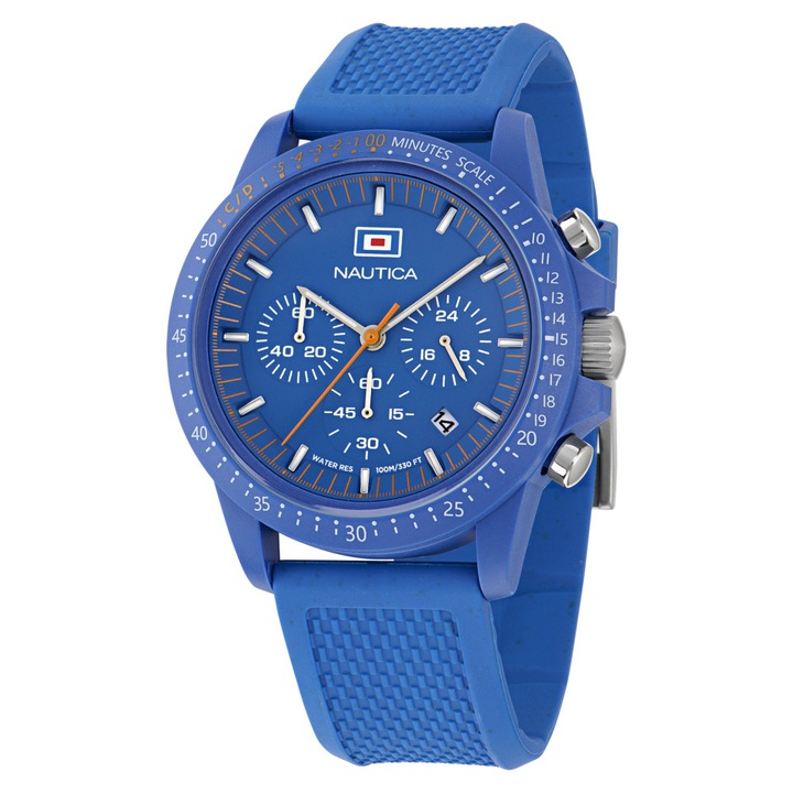 Ceas barbatesc Nautica NAPNOF4S3 cronograf piele albastru 43x14mm