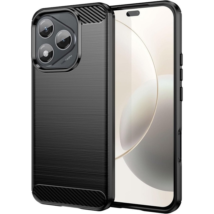 Husa spate din silicon compatibila cu Honor 400 Lite 5G, model carbon negru