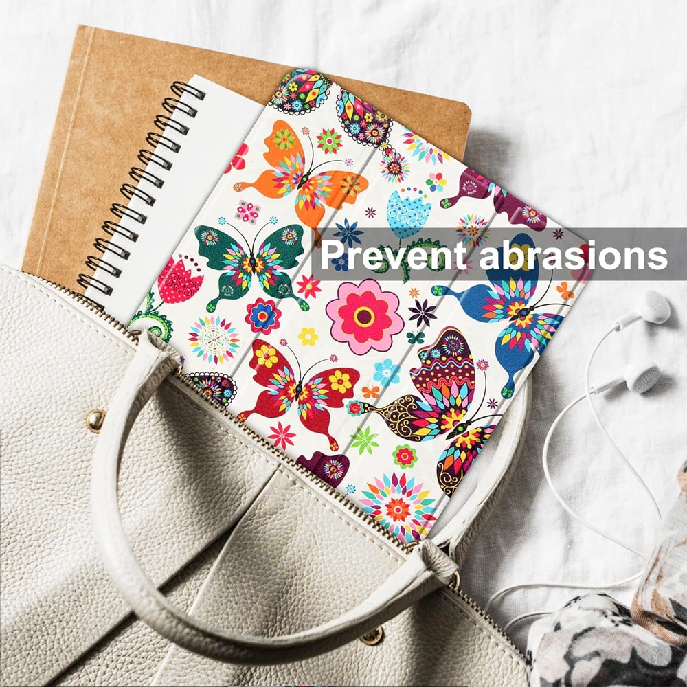 Husa tableta din piele pentru Apple iPad Pro 13 (2024), Protectie Completa, Functie de Stand, Alb/Multicolor