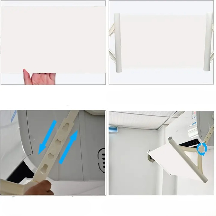 Deflector aer conditionat extensibil, Unghi reglabil, Universal, ajustabil pe 4 niveluri, 0-130 x 30 cm, Usor de instalat, Alb