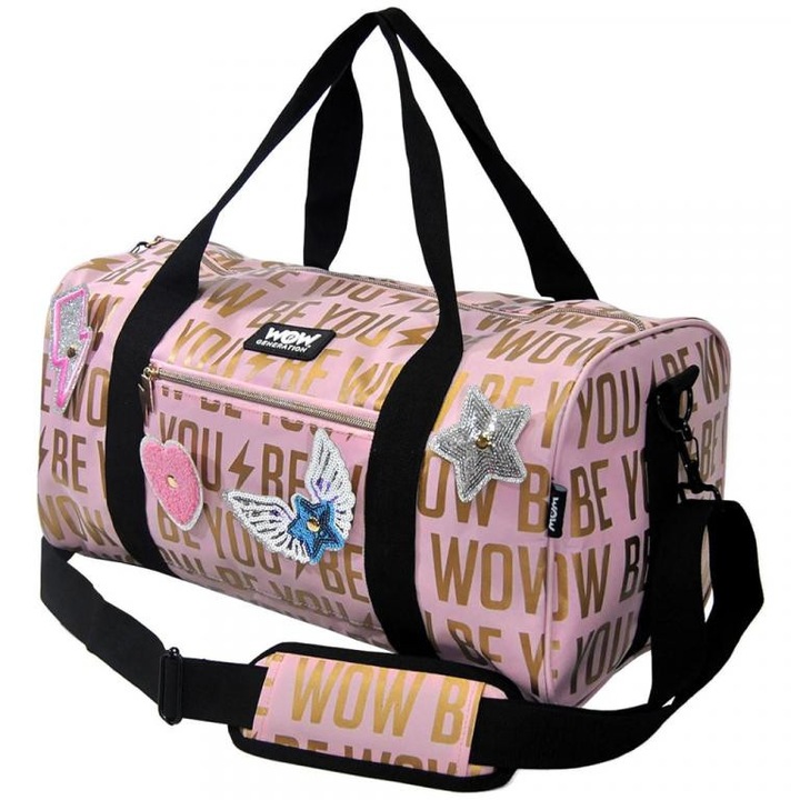 Kids Euroswan 7877749 WOW Generation: Rózsaszín-arany sporttáska matricákkal 43cm Többszínű