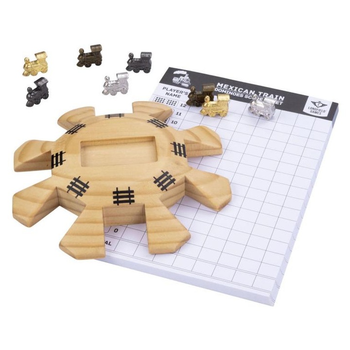Mexikói Vonat Dominó Játék Kiegészítő - Fa - 8 Vonattal, Dominók nélkül