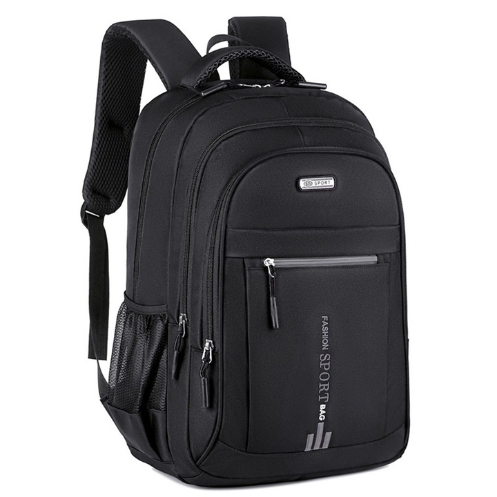 Rucsac Laptop 17", Oxford, Bretele reglabile, Buzunare multiple, 48x32x18 cm, Negru