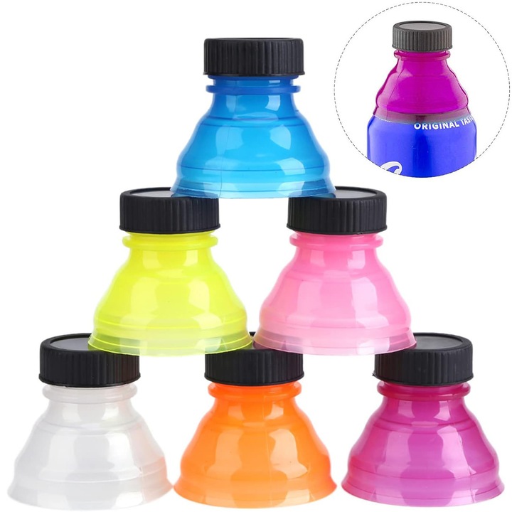 6 darabos újrafelhasználható üvegfedő készlet, PsAyl®, műanyag, szénsavas italokhoz, sörhöz, többszínű