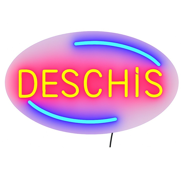 Panou luminos publicitar LED transparent, Deschis, luminozitate reglabila, acrilic, exterior/interior, rosu si albastru (40x22cm)