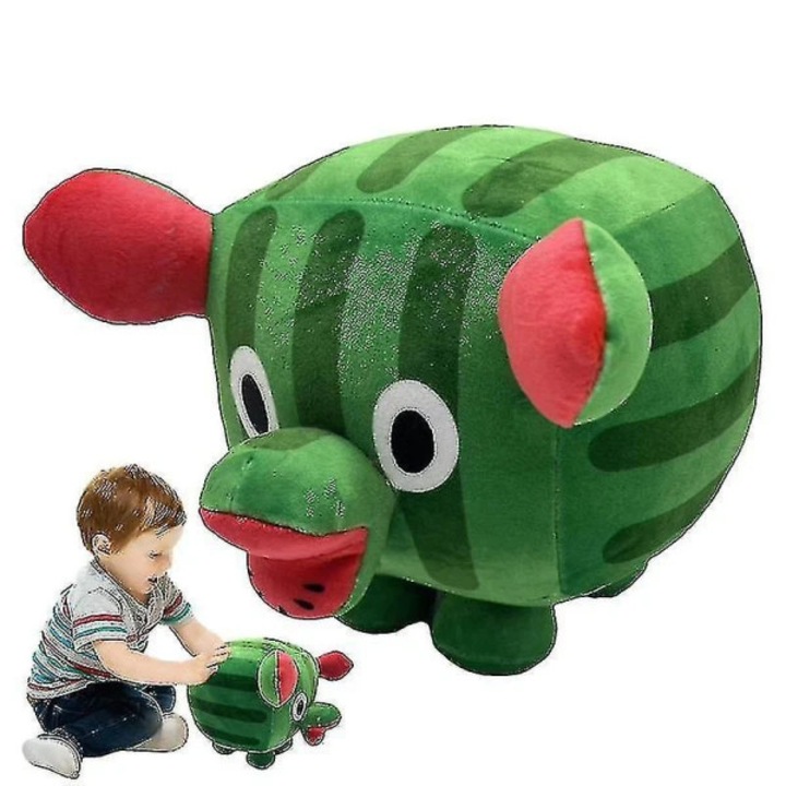 Plus moale Titanic Hippomelon, 22x18cm, set de jucarii de plus Pet Simulator X, forma de pepene rosu