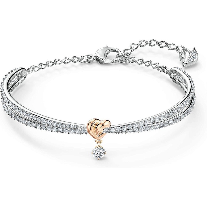 Bratara Lifelong Heart, cristale Swarovski, inima aurie, 5.9x4.5cm