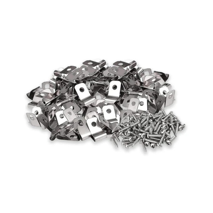 Скоби за телена ограда, неръждаема стомана, комплект 100 бр., за лесен монтаж, сребрист