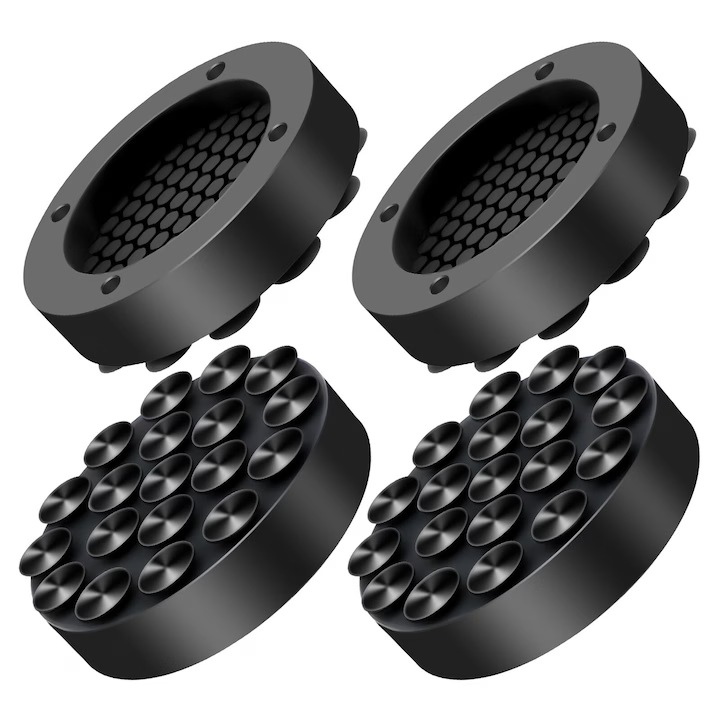 Set 4 Picioruse Antivibratii, Anti-zgomot si Antiderapante, Ventuza din Cauciuc, Instalare Usoara, pentru Masina de Spalat, Uscator sau Frigider, Negru