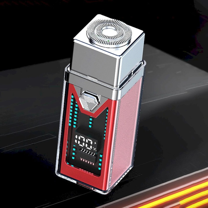 YANYXR BCS3101992 elektromos borotva, mini hordozható USB újratölthető, nedves és száraz használatra, dupla forgó fej, zsebhez, piros/ezüst