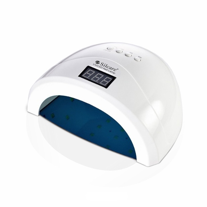 UV/LED лампа 48W Silcare, бяла, 20,2x15,7x9,3см, с огледало