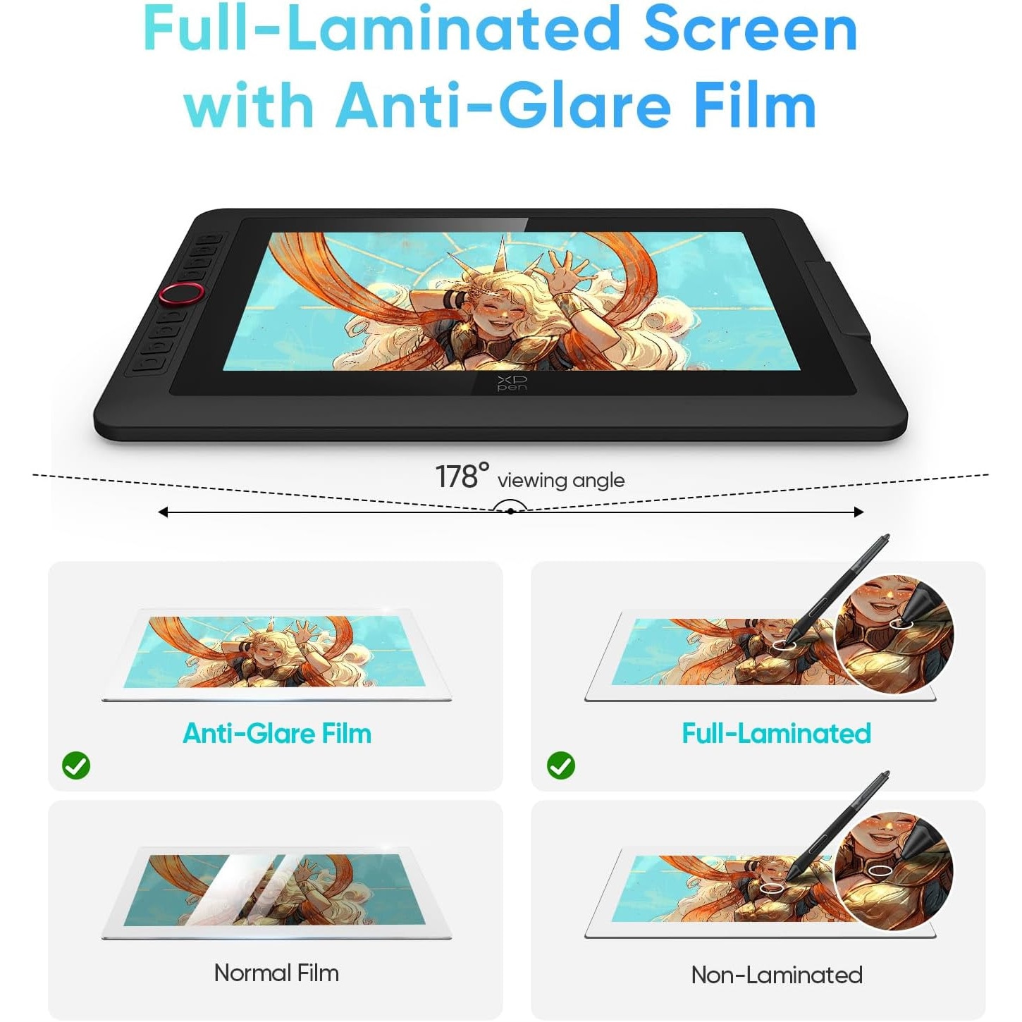 Tabletă grafică XP-PEN Artist 13.3 Pro V2, stilou X3 Pro Smart Chip cu ...