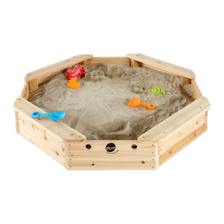 Дървена шестоъгълна пясъчник Treasure Beach 104x104 см, с брезент