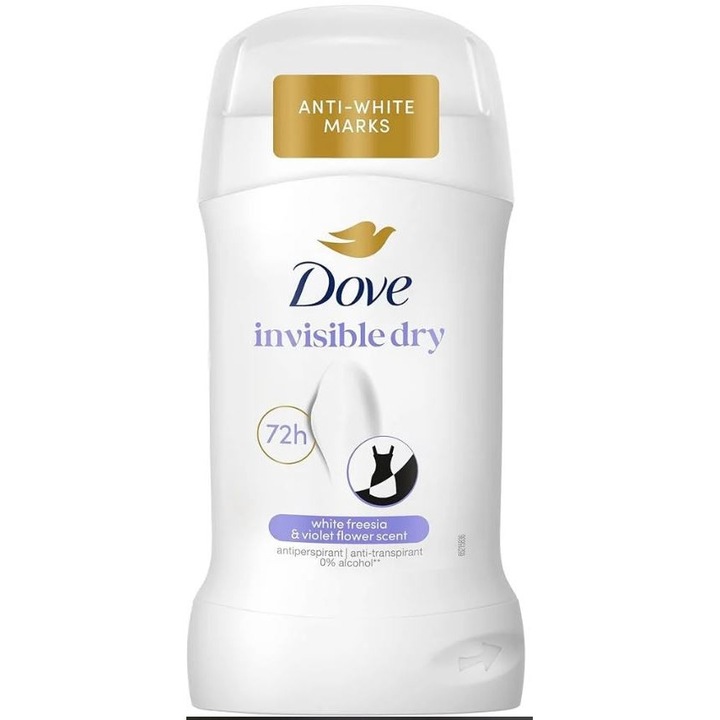 Dove stick antiperspirant invisible dry 50ml 72h 0% alcool