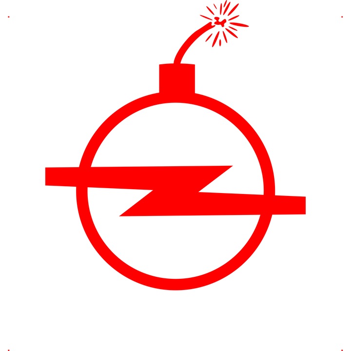 Sticker auto opel bomba, Cri Flo, Rezistent la apa, Culoare Rosu, Marime 21 cm