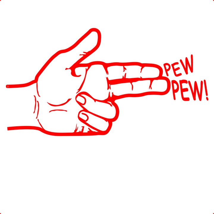 Sticker auto shot pew pew, Cri Flo, Rezistent la apa, Culoare Rosu, Marime 21 cm