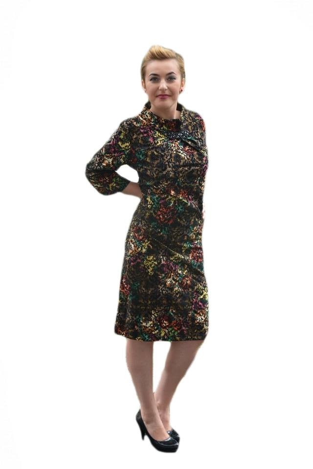 Rochie de toamna cu imprimeu,D&J Exclusive, Maro