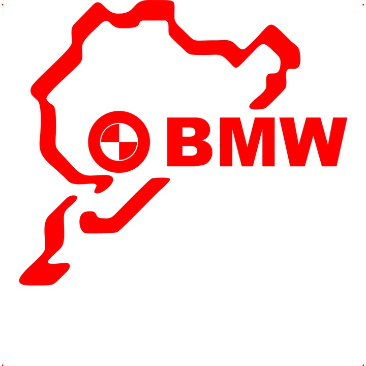 Sticker auto nurburgring bmw, Cri Flo, Rezistent la apa, Culoare Rosu, Marime 21 cm