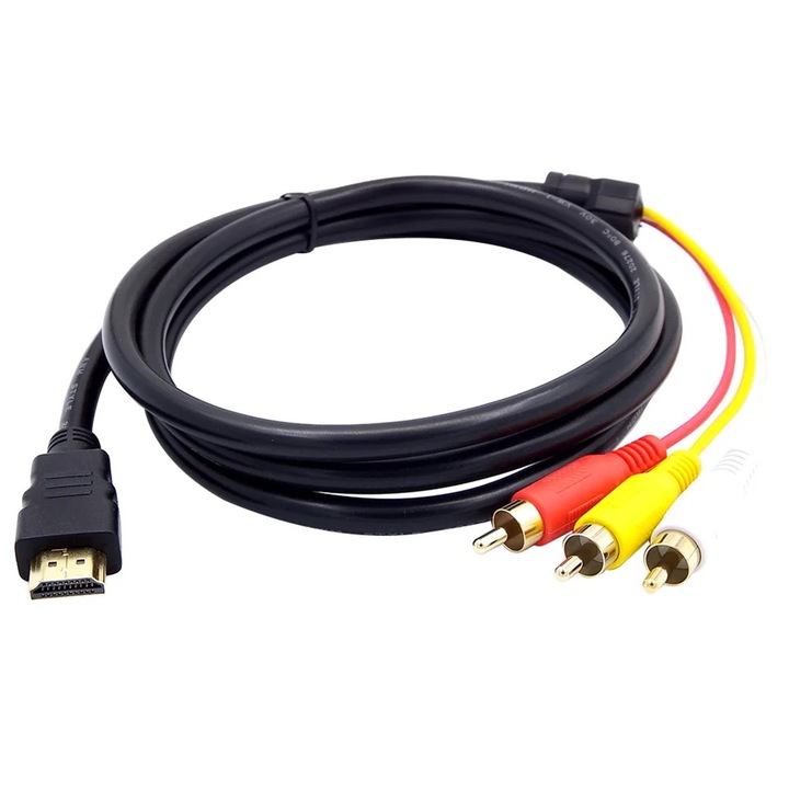 HDMI към RCA кабел, 1x RCA AV мъжки, 1x HDMI мъжки, 0 м, PVC, метал