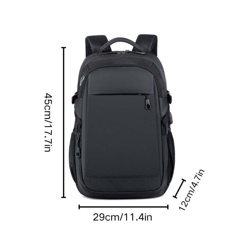 Rucsac de afaceri, capacitate mare, negru, cu port USB, pentru laptop de pana la 17 inch