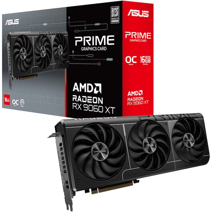 Видеокарта ASUS Prime Radeon™ RX 9060 XT OC Edition 16GB, GDDR6, 128-битова