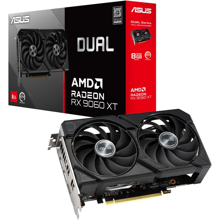 Видеокарта ASUS Dual Radeon™ RX9060XT, 8G GDDR6, 128-битова