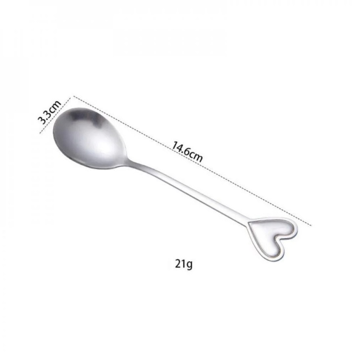 Lingura sau furculita inox YANYXR inima 14.5x3x1cm argintiu