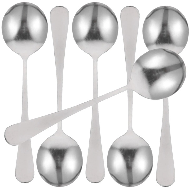 Set 6 linguri mari rotunde YANYXR inox 12x3x1cm argintiu