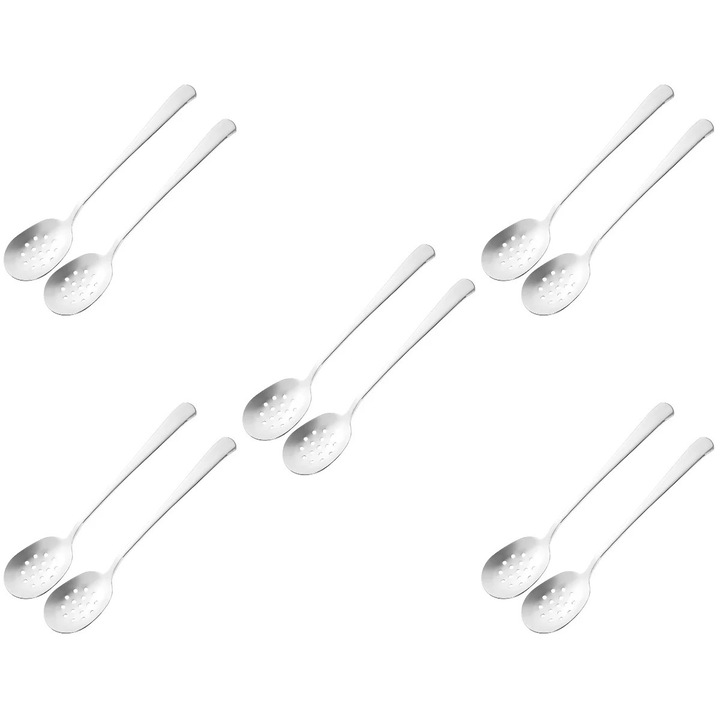 Lingura de servire YANYXR din otel inoxidabil, 21.5x5x1.2cm, argintiu, set 10 piese