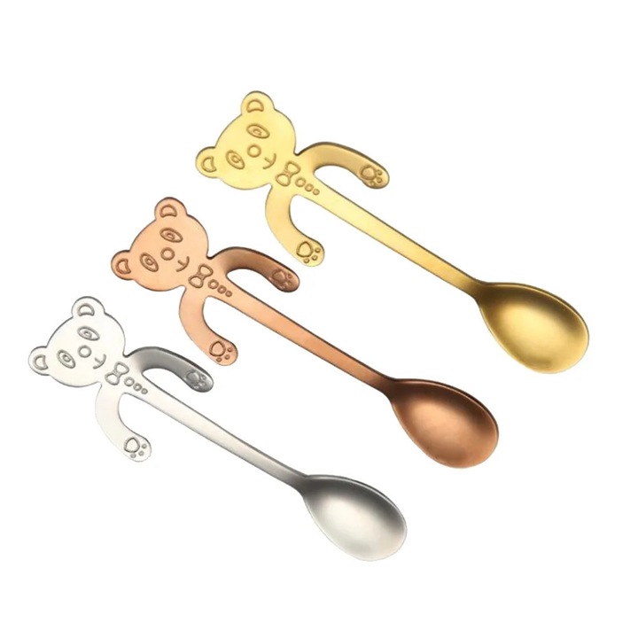 Set 3 linguri inox design urs multicolor 12x2x0.5cm