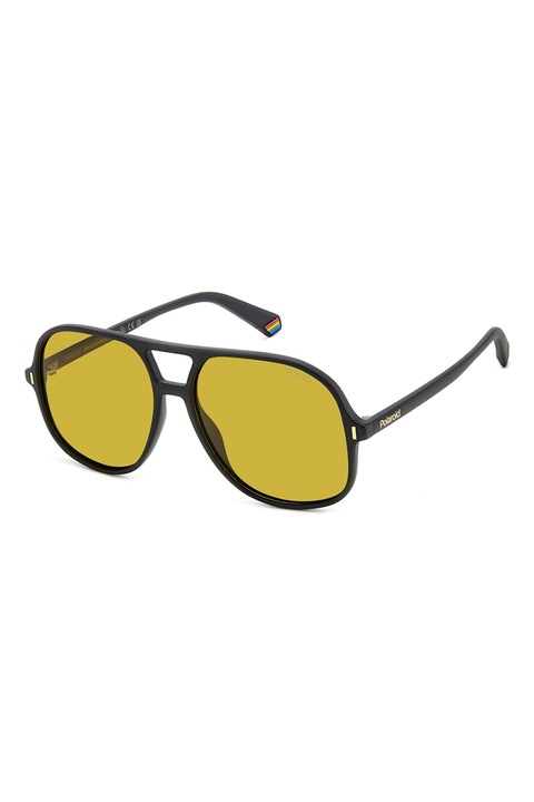 Polaroid, Ochelari de soare aviator unisex cu lentile polarizate, 57-15-140, Kaki inchis