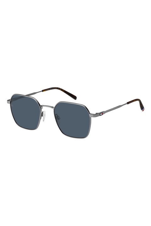 Tommy Hilfiger, Ochelari de soare hexagonali cu rama metalica, Negru, Gri, 53-21-145