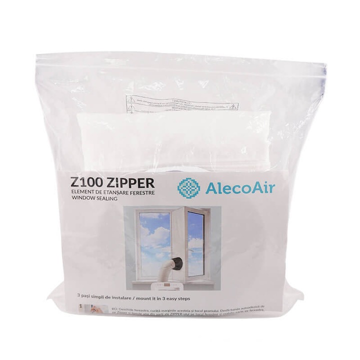 Element de etansare AlecoAir Z100 Zipper potrivit pentru aere conditionate portabile, Compatibil cu toate modele de aer conditionat portabil cu o singura evacuare