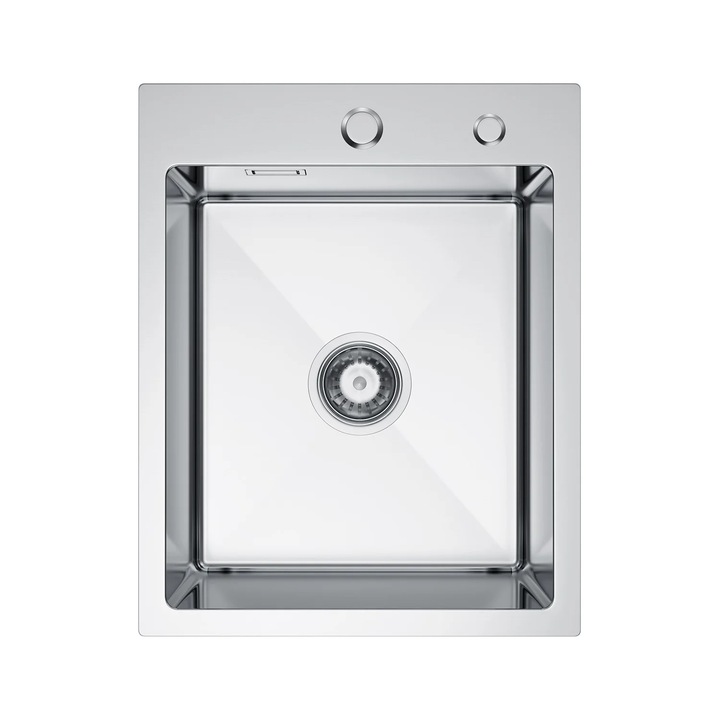 Chiuveta de bucatarie inox Felix, 2 cuve, montaj pe blat, finisaj grafit