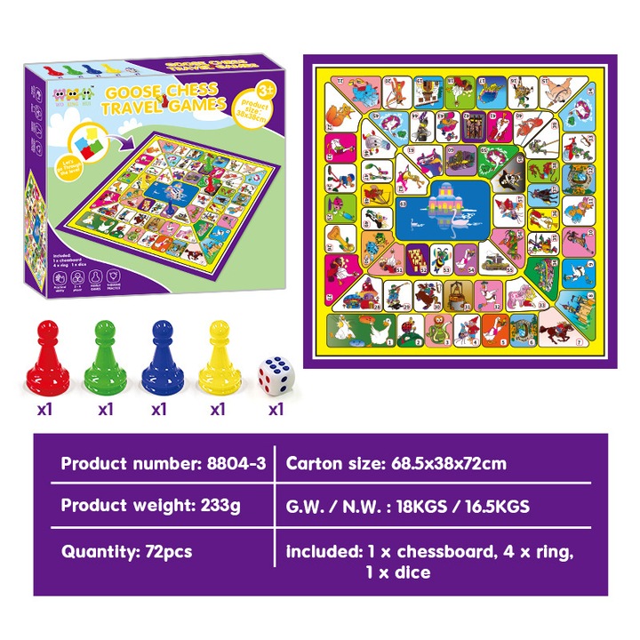 Társasjáték, 2-4 játékos, 8 év+, többszínű, Nemzetközi hattyú sakk