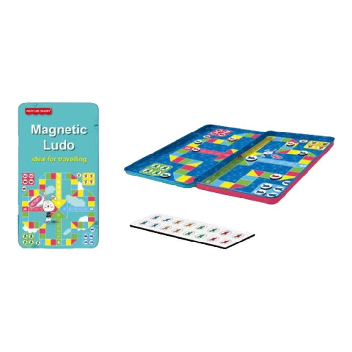 Ludo játék gyerekeknek és felnőtteknek, fejlesztő és logikai játékok, türkiz, 19x10 cm