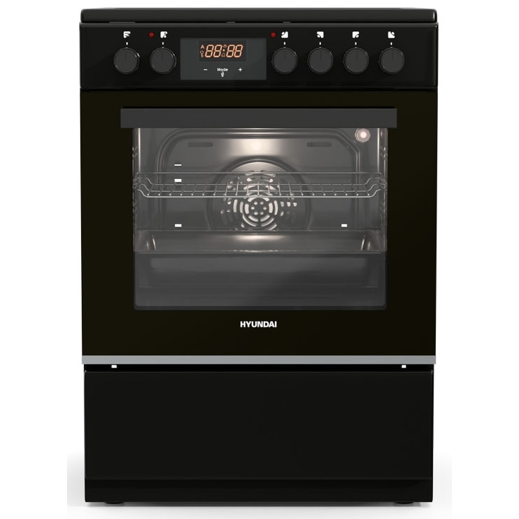Aragaz Hyundai HCVC25V-7261V/BL, electric, Plita vitroceramica, Autocuratare hidrolitica, Latime 60 cm, 69L, Negru
