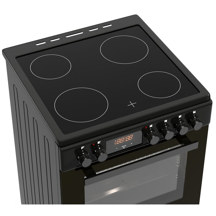 Aragaz Hyundai HCVC25V-7261V/BL, electric, Plita vitroceramica, Autocuratare hidrolitica, Latime 60 cm, 69L, Negru
