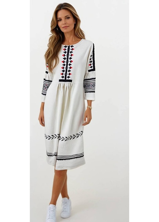 Традиционна дамска рокля R, Черен/Бежов