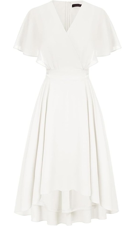 Елегантна дамска рокля, CURLBIUTY, с деколте, със свободни ръкави, Бяла, Бял