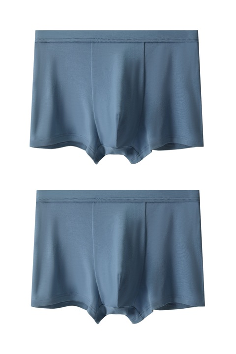 PremierPeds Lenjerie intima barbateasca de culoare solida, respirabila, modal, boxeri scurti, doua pachete, Albastru marin
