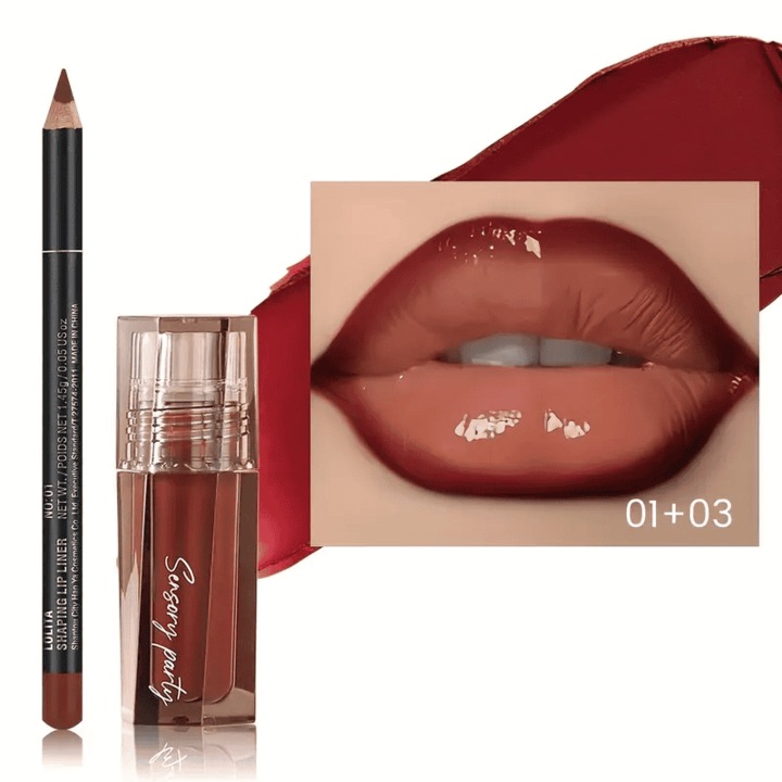 Set Buze Pudaier, Lip Gloss & Lip Liner, 01+03