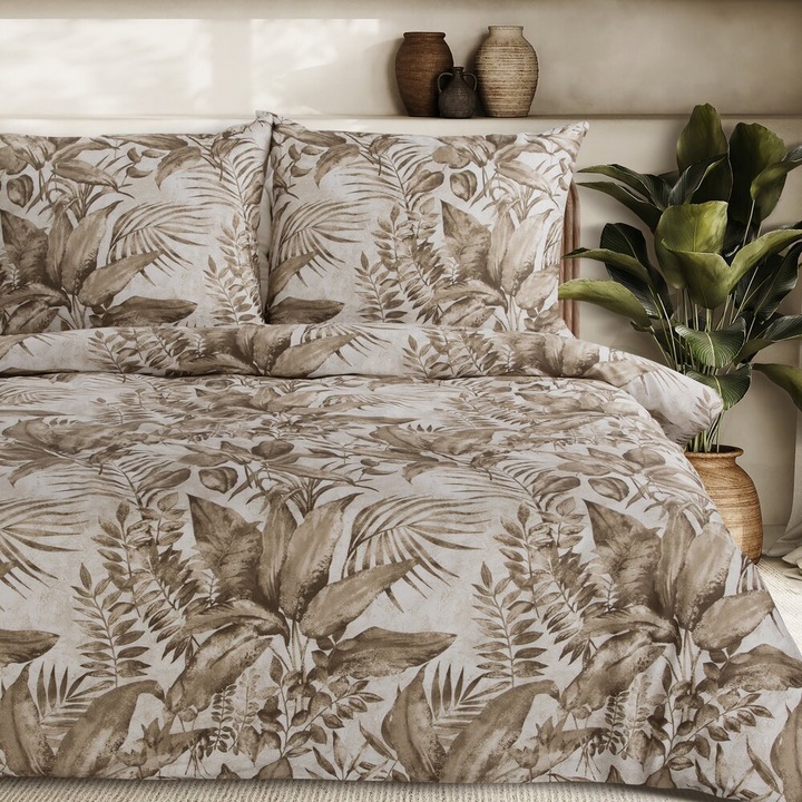 Ágyneműhuzat garnitúra SPRING, Eurofirany, 160x200cm, bézs, 2 párnahuzat 70x80cm