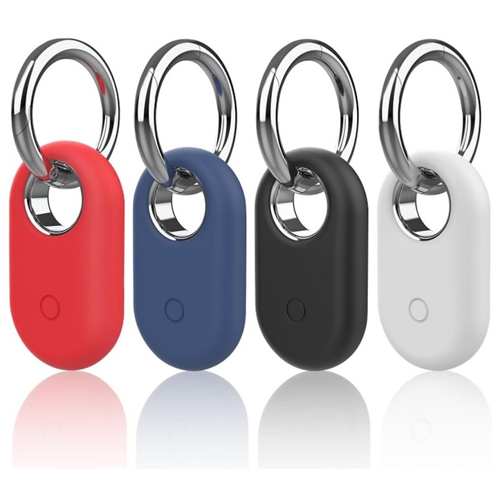 Set 4 Silicon Huse de protectie SmartTag2, compatibile cu Samsung Galaxy, Negru/Alb/Albastru/rosu（A01）